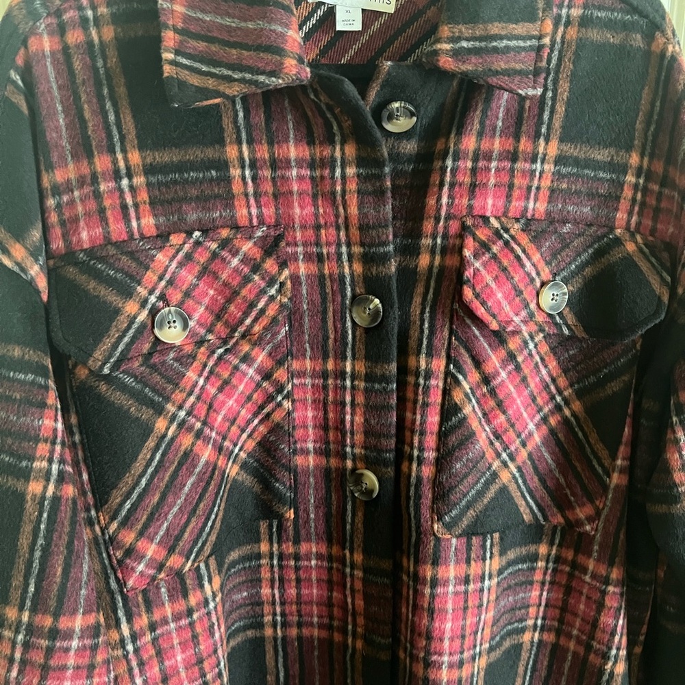 NWOT And Now This shirt jacket. Size XL. Deep red and black plaid. - Picture 3 of 6